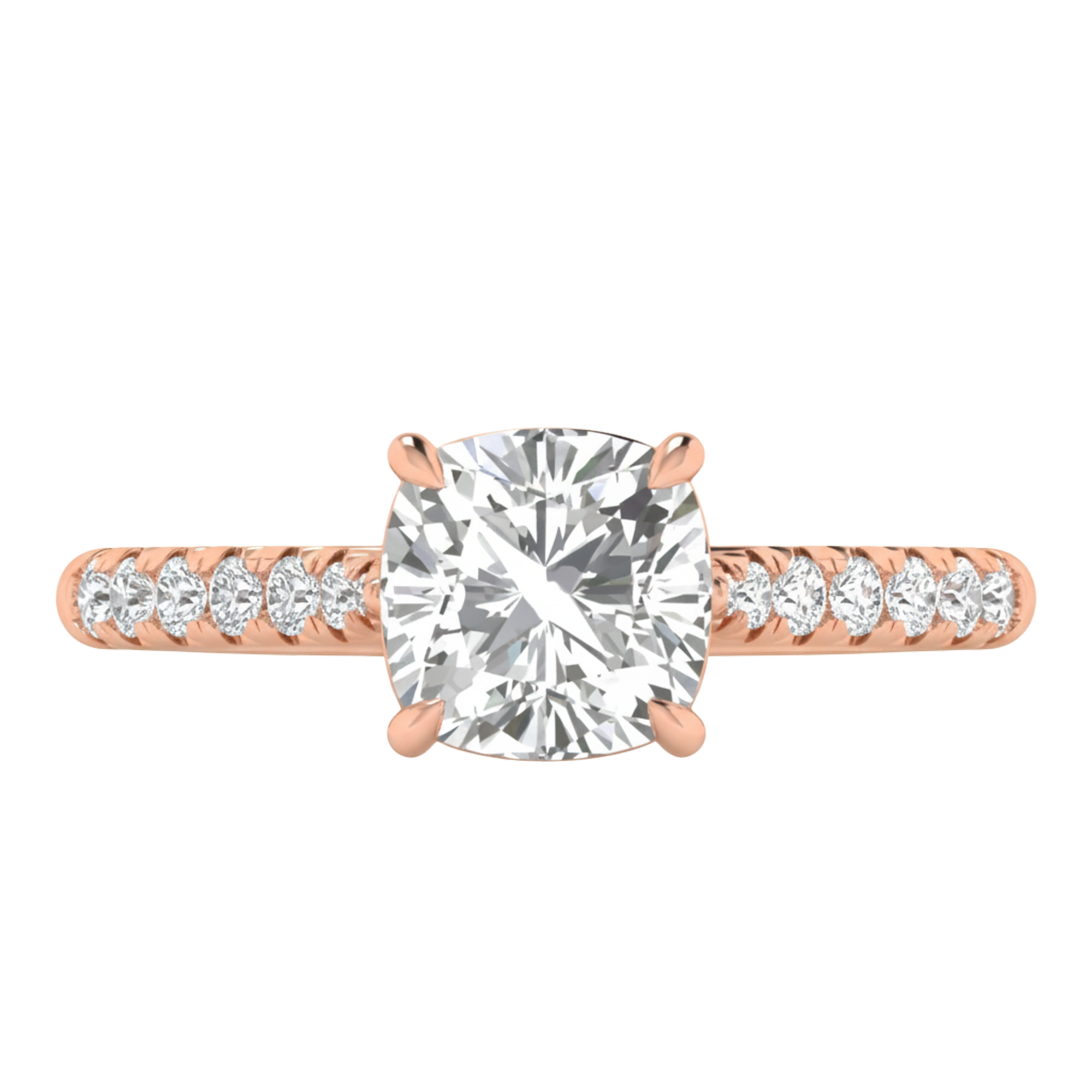 Louisa Diamond Solitaire Pavé Ring Cushion - 0.7ct to 3.1ct