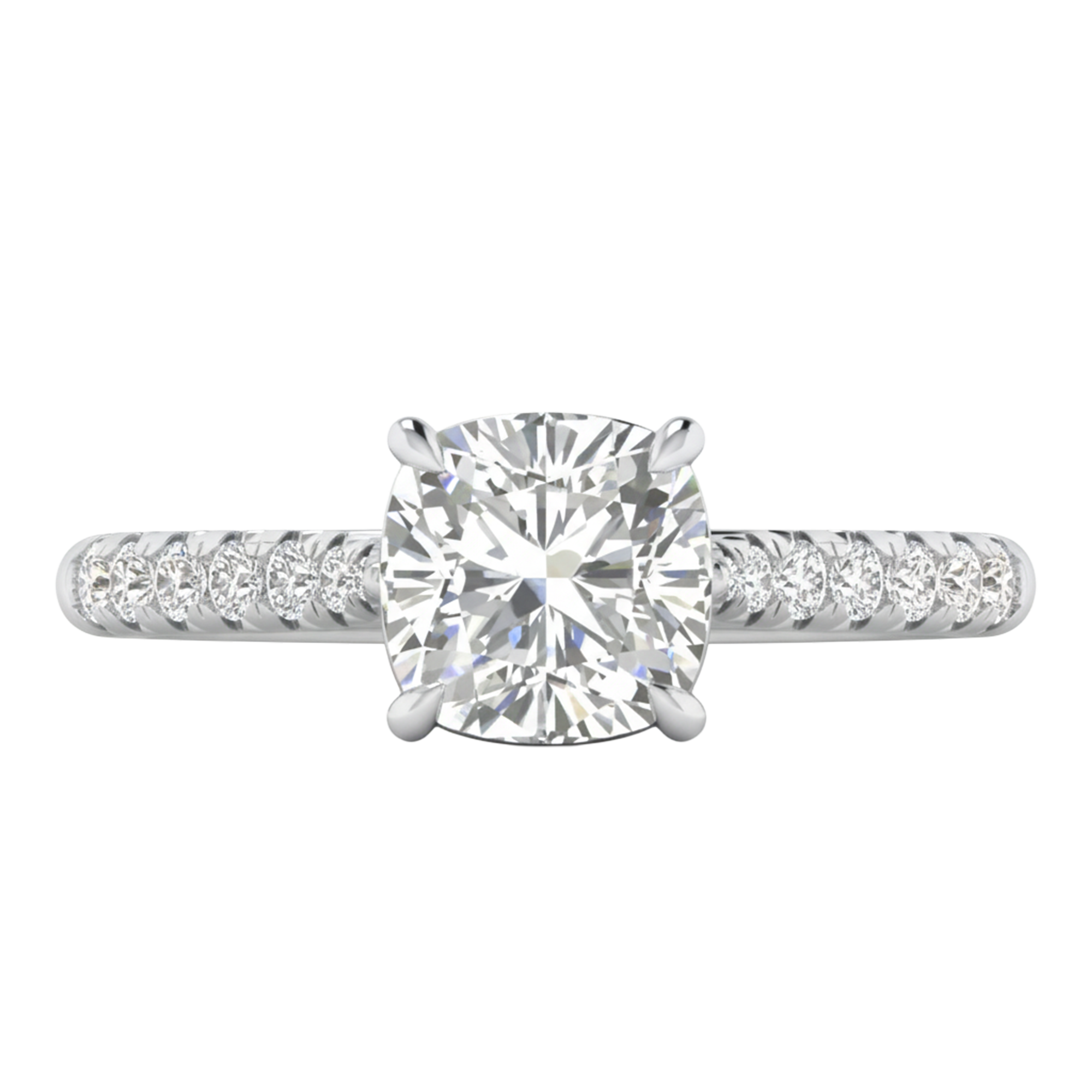 Louisa Diamond Solitaire Pavé Ring Cushion - 0.7ct to 3.1ct