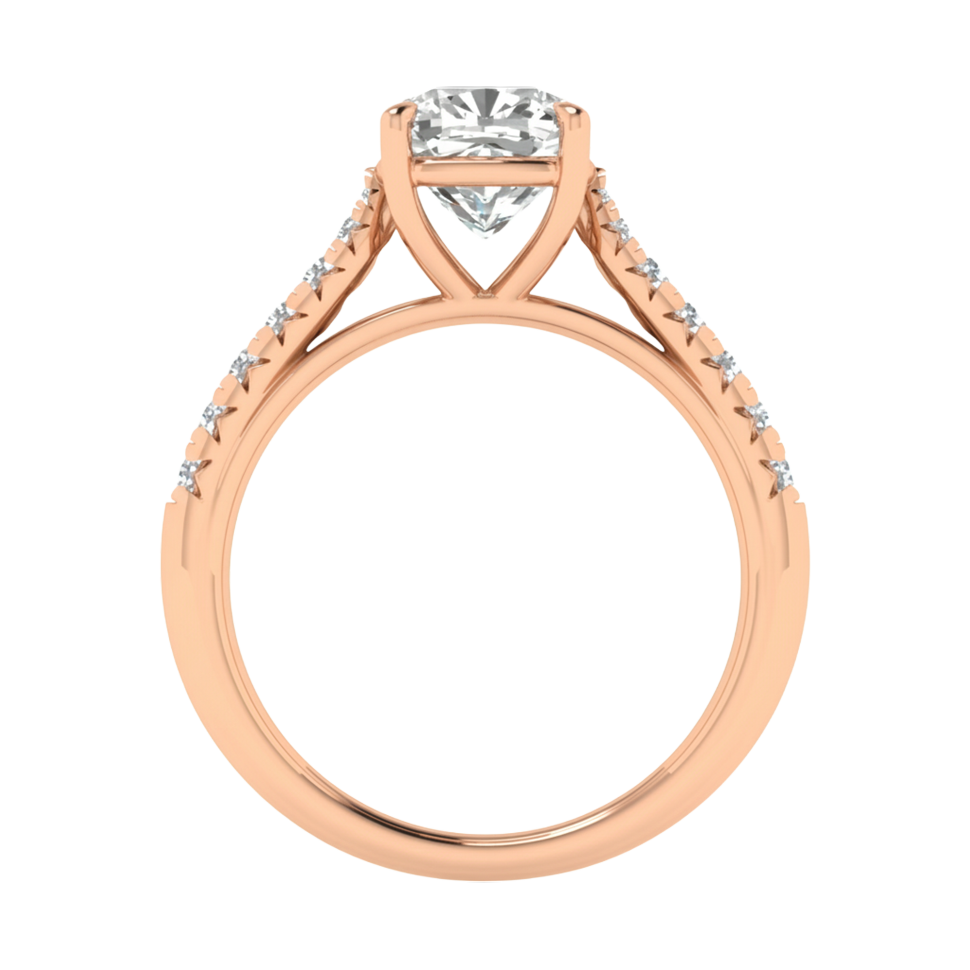Louisa Diamond Solitaire Pavé Ring Cushion - 0.7ct to 3.1ct