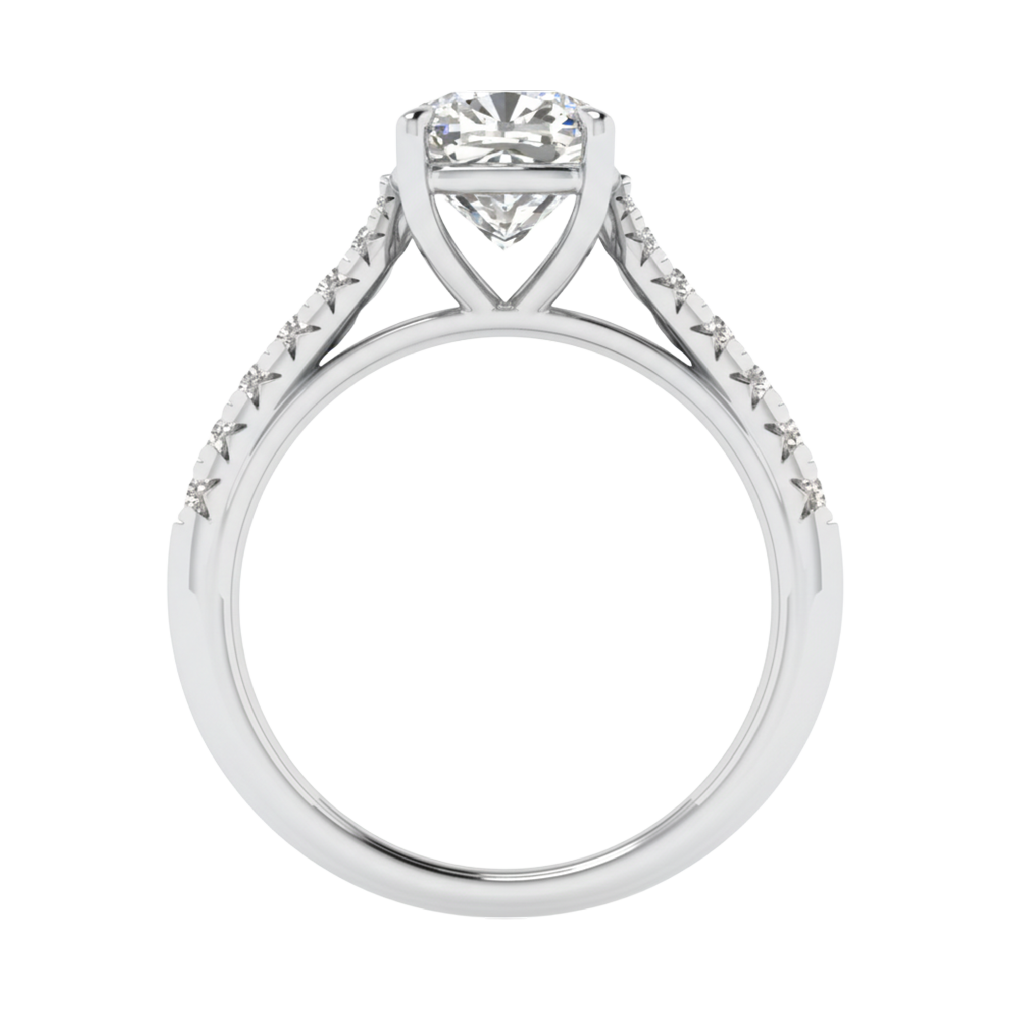 Louisa Diamond Solitaire Pavé Ring Cushion - 0.7ct to 3.1ct