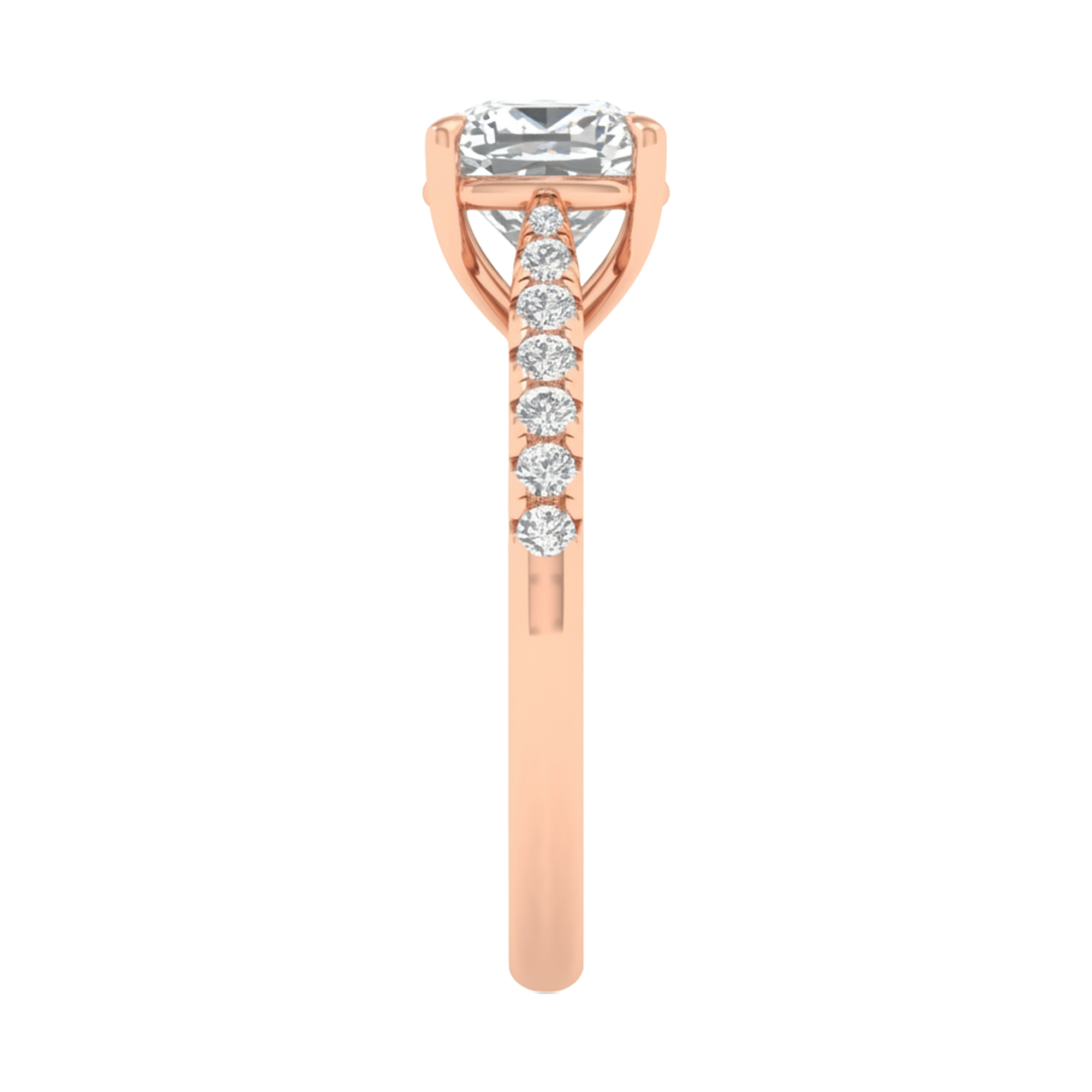 Louisa Diamond Solitaire Pavé Ring Cushion - 0.7ct to 3.1ct
