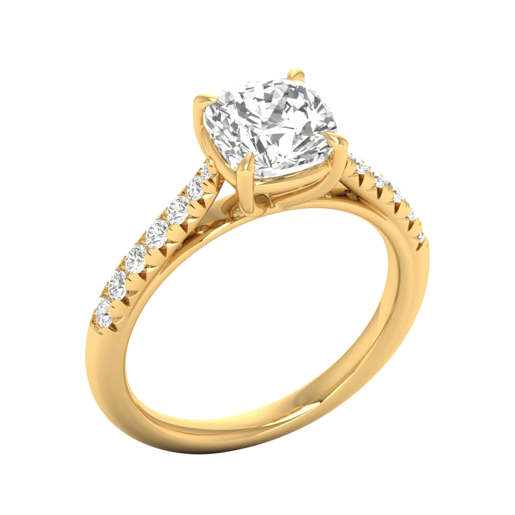 Louisa Diamond Solitaire Pavé Ring Cushion - 0.7ct to 3.1ct