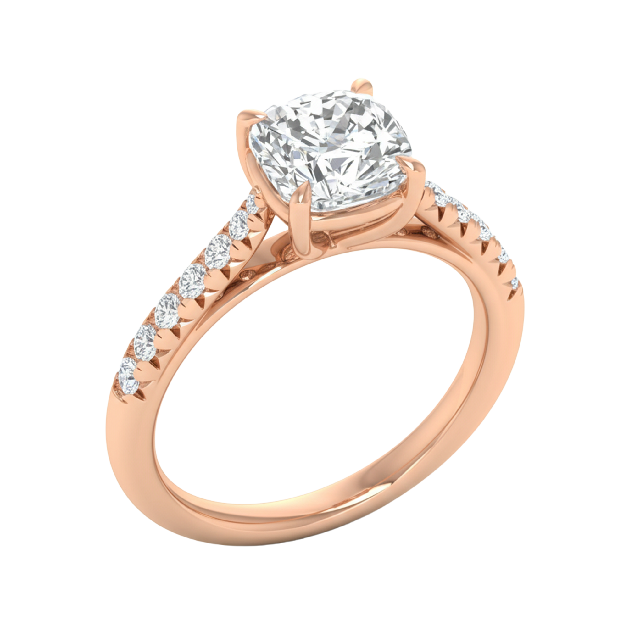 Louisa Diamond Solitaire Pavé Ring Cushion - 0.7ct to 3.1ct