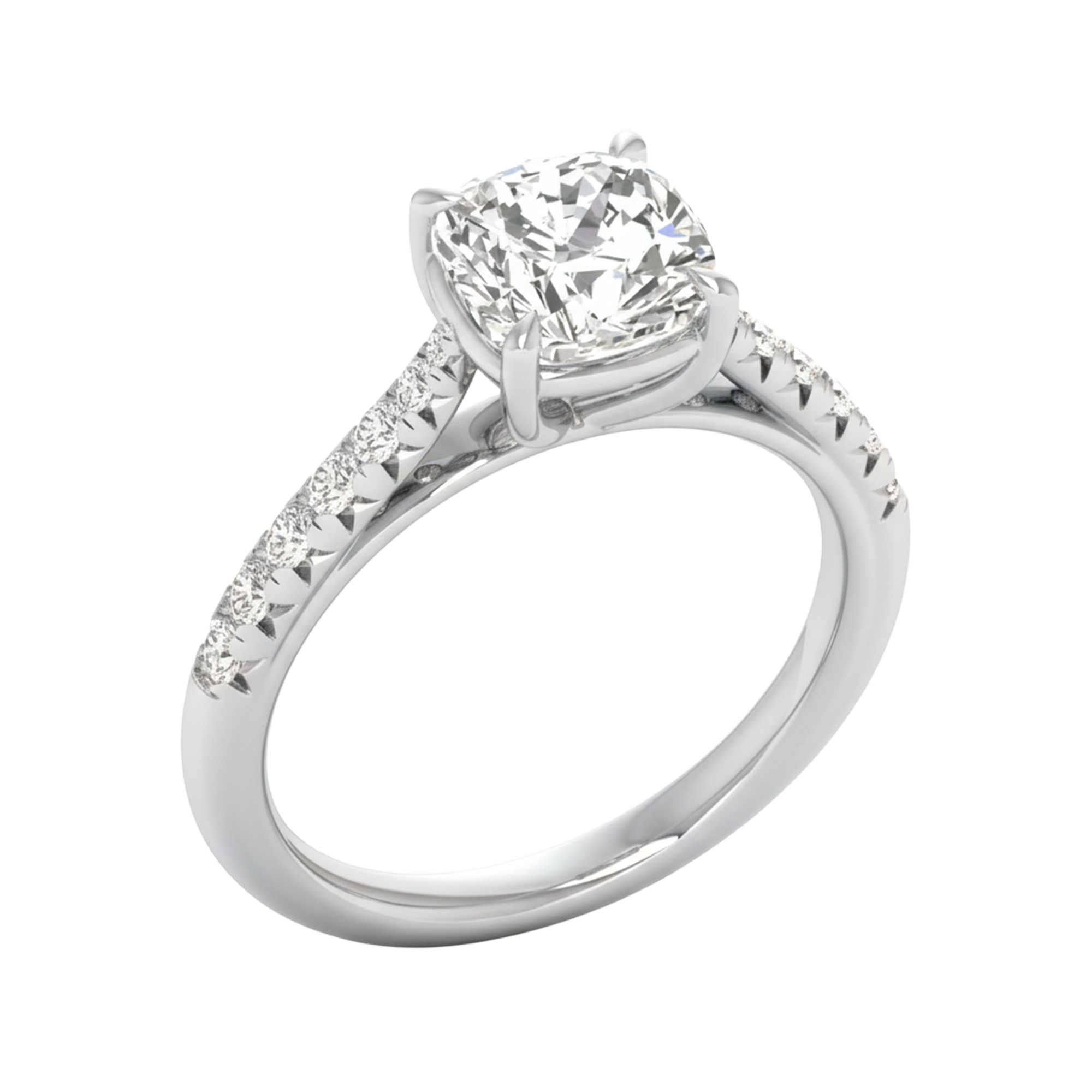 Louisa Diamond Solitaire Pavé Ring Cushion - 0.7ct to 3.1ct