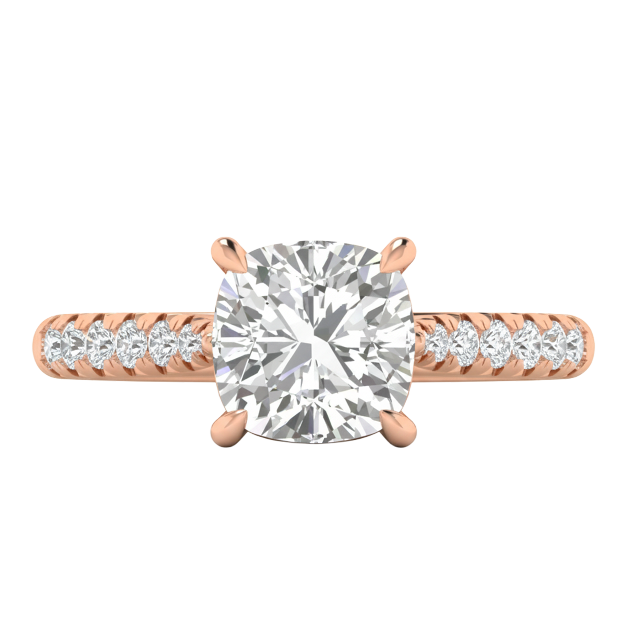 Louisa Diamond Solitaire Pavé Ring Cushion - 0.7ct to 3.1ct