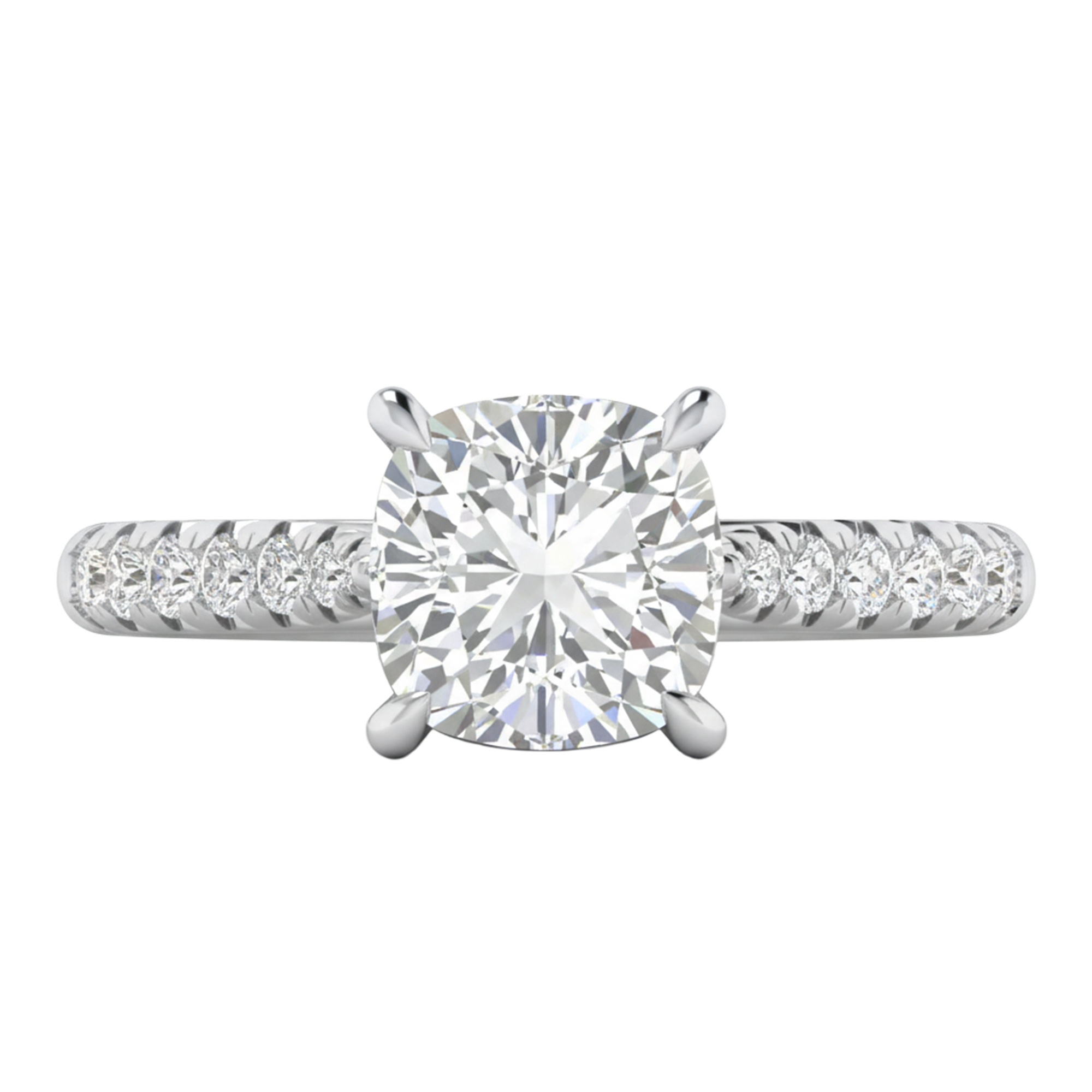 Louisa Diamond Solitaire Pavé Ring Cushion - 0.7ct to 3.1ct