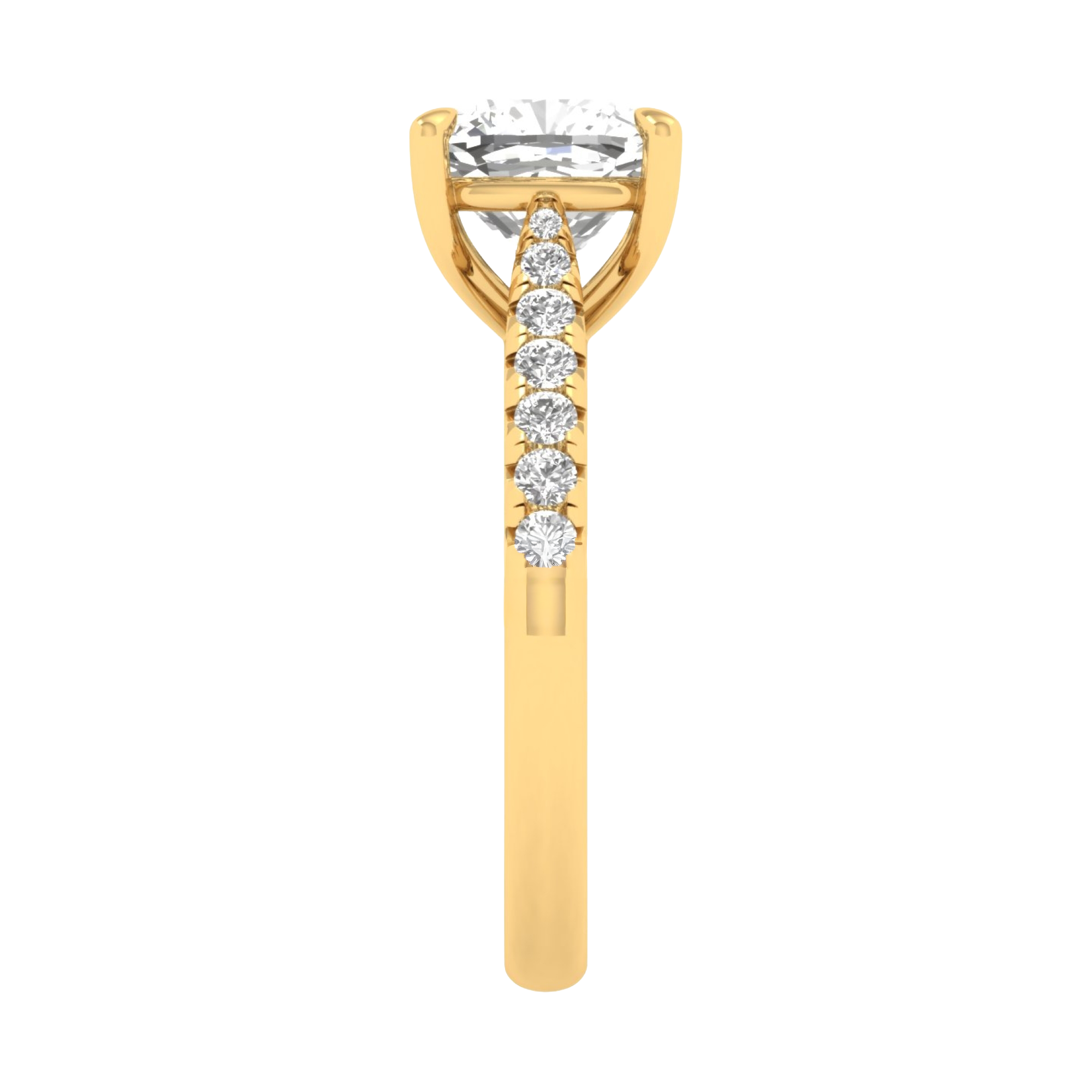 Louisa Diamond Solitaire Pavé Ring Cushion - 0.7ct to 3.1ct