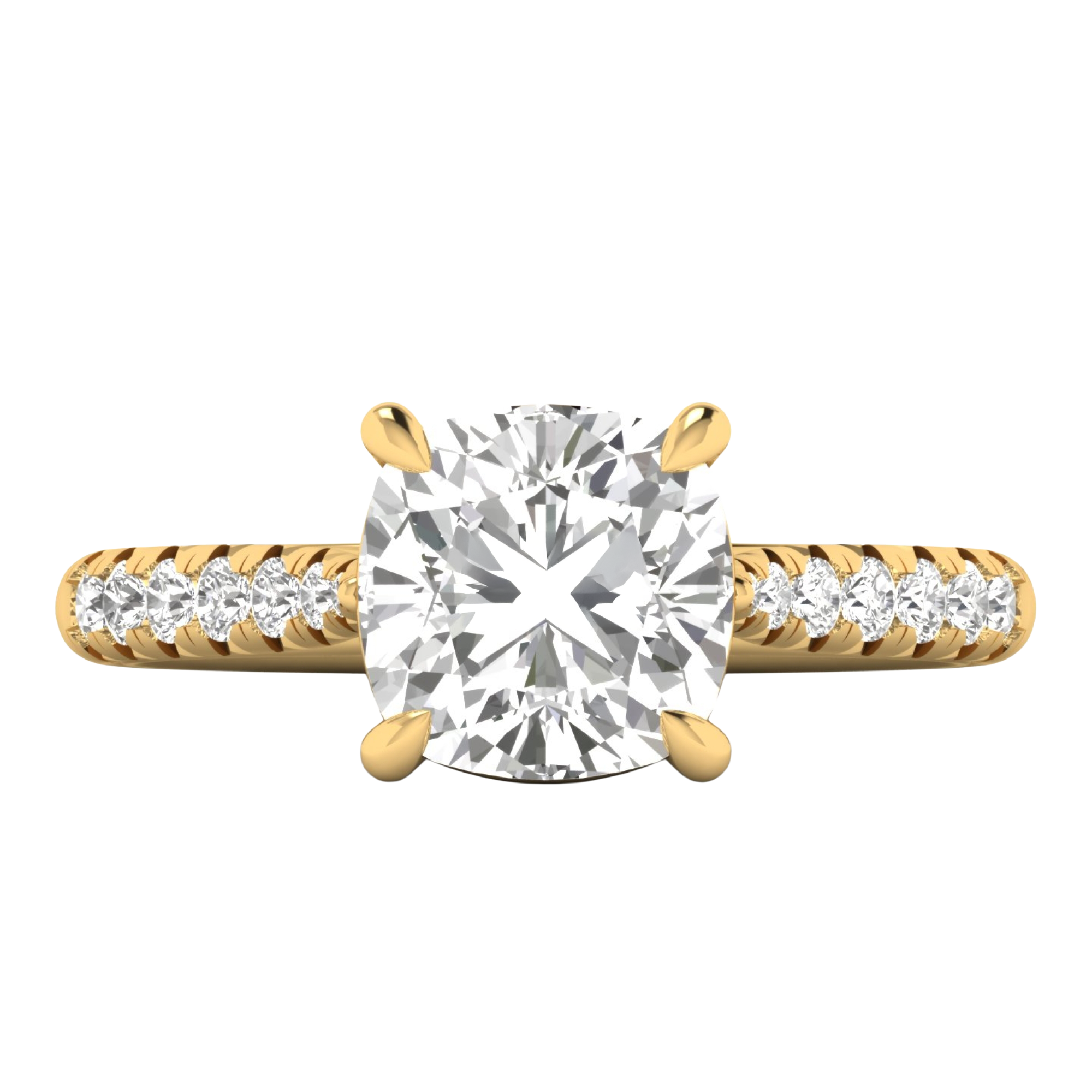 Louisa Diamond Solitaire Pavé Ring Cushion - 0.7ct to 3.1ct