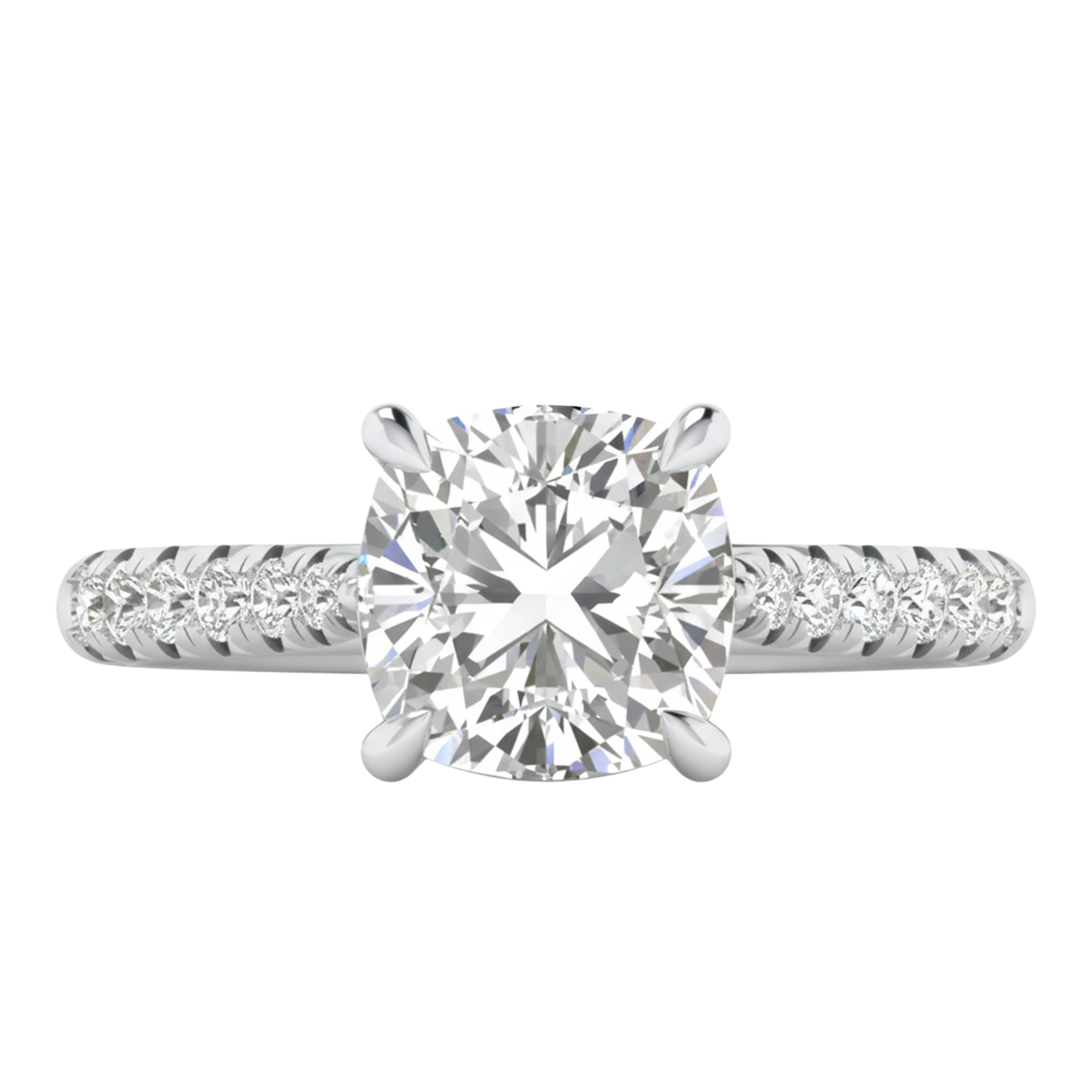 Louisa Diamond Solitaire Pavé Ring Cushion - 0.7ct to 3.1ct