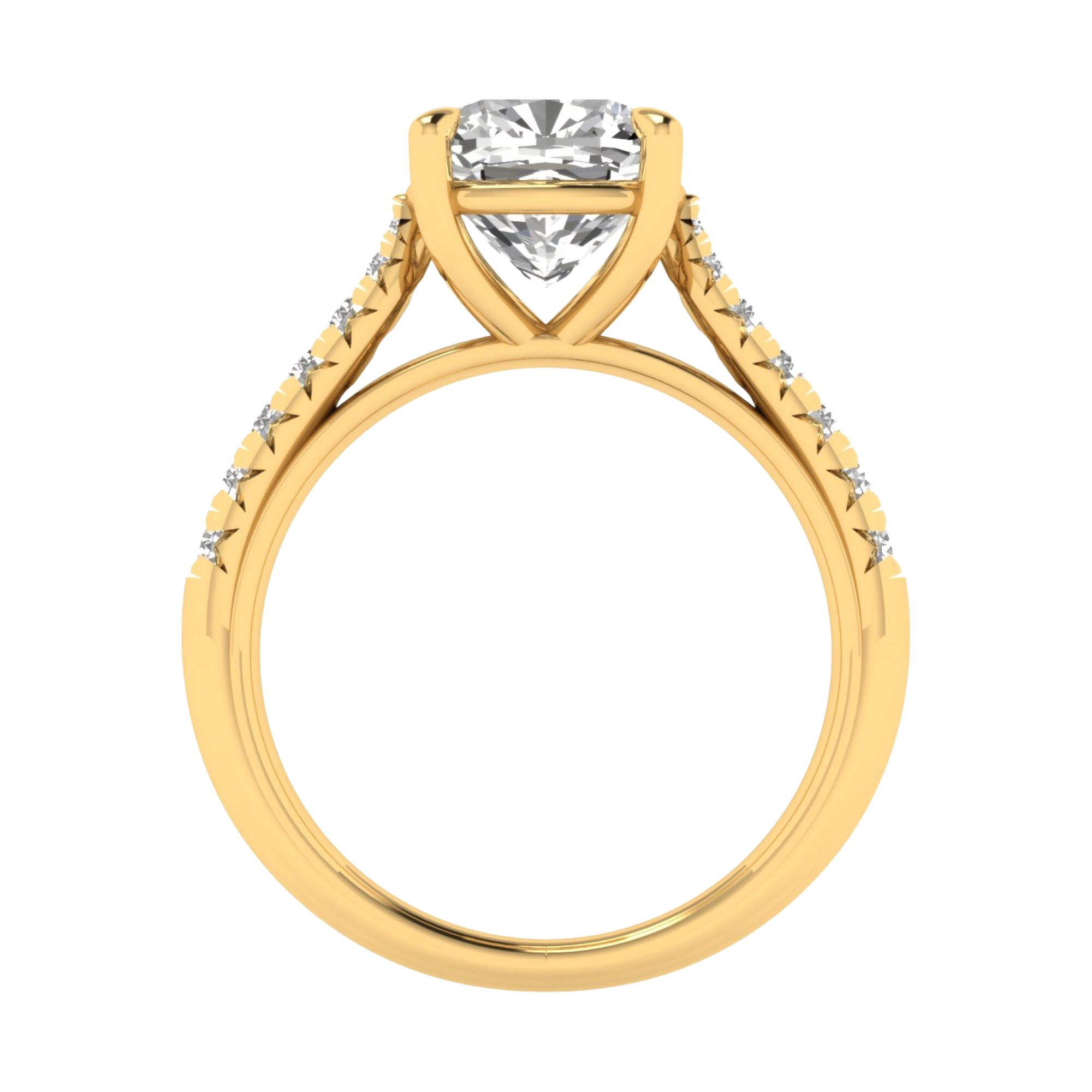 Louisa Diamond Solitaire Pavé Ring Cushion - 0.7ct to 3.1ct