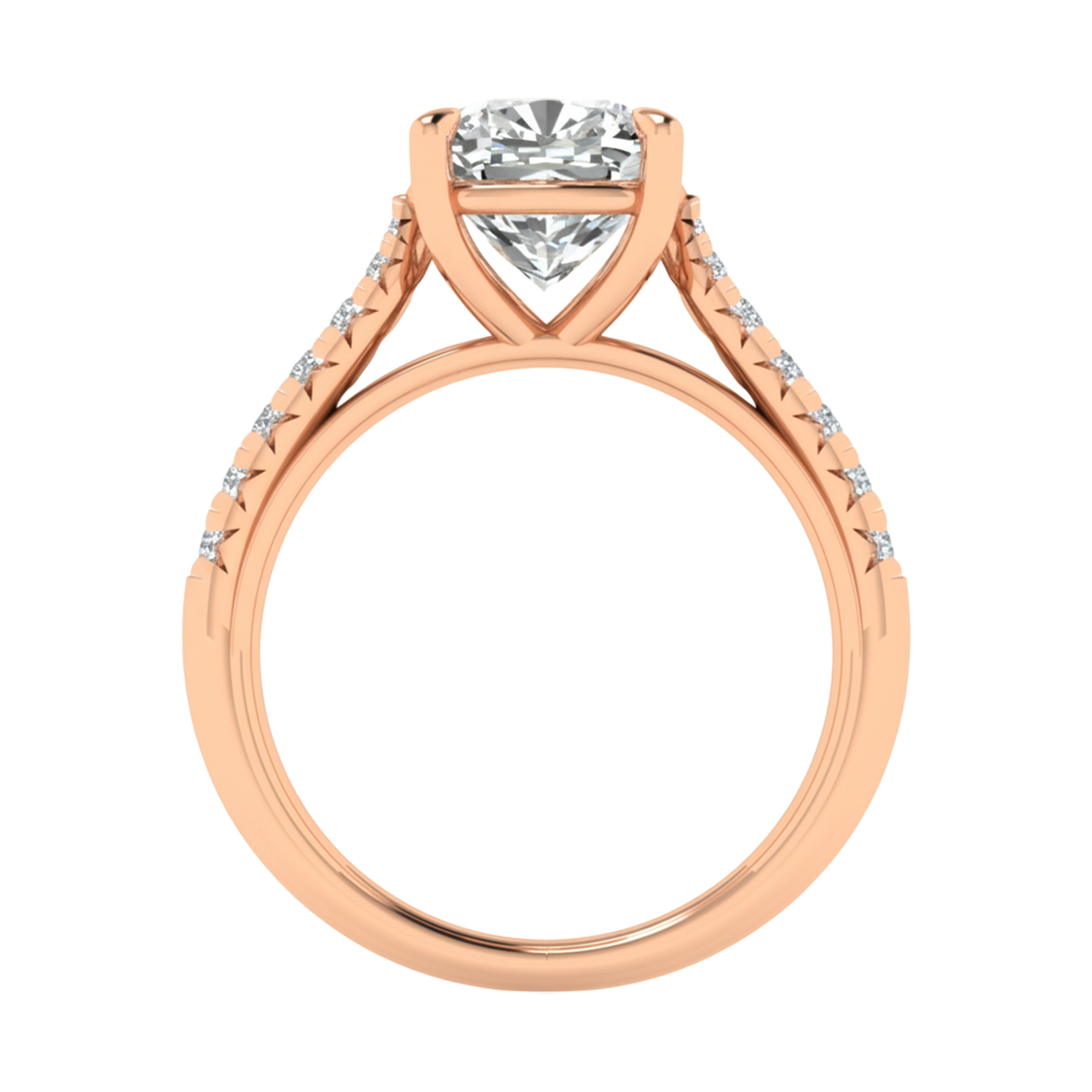 Louisa Diamond Solitaire Pavé Ring Cushion - 0.7ct to 3.1ct