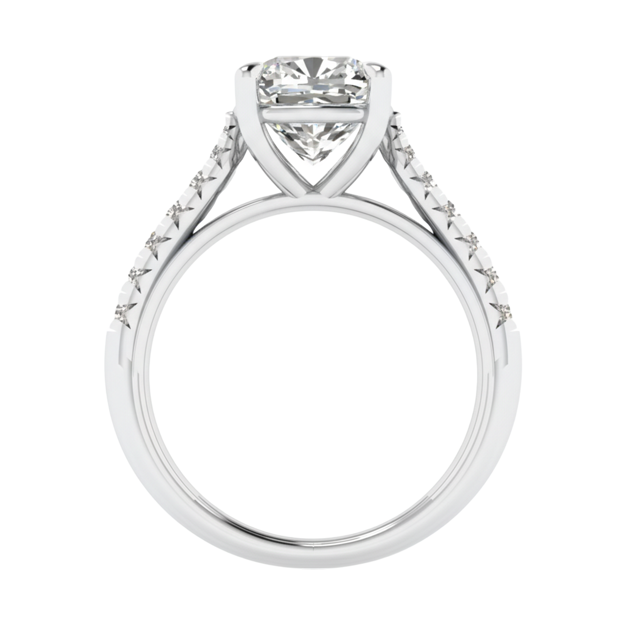 Louisa Diamond Solitaire Pavé Ring Cushion - 0.7ct to 3.1ct