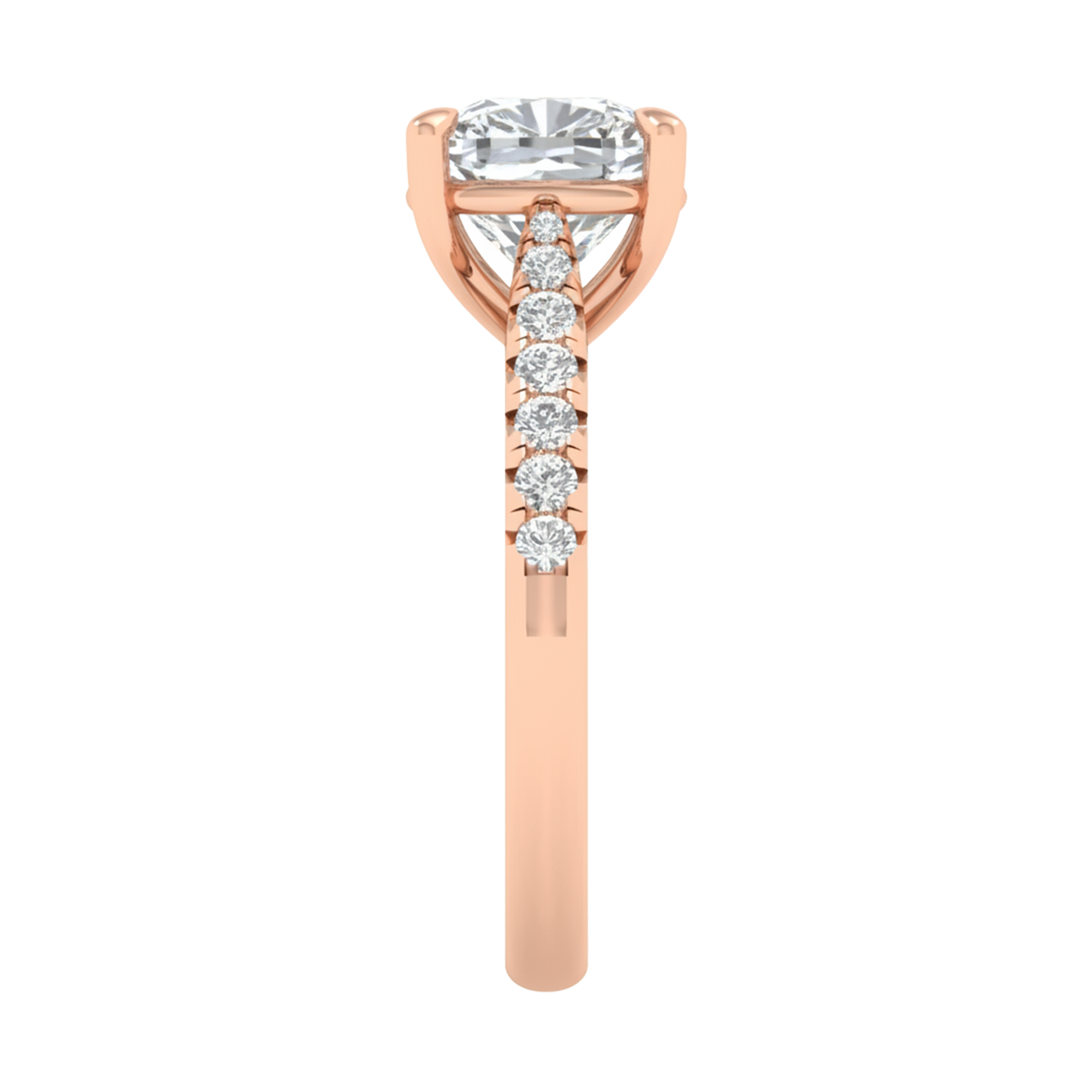 Louisa Diamond Solitaire Pavé Ring Cushion - 0.7ct to 3.1ct