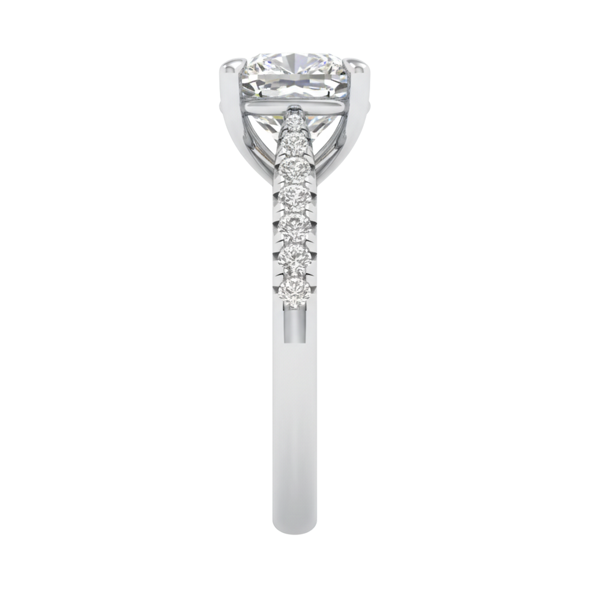 Louisa Diamond Solitaire Pavé Ring Cushion - 0.7ct to 3.1ct