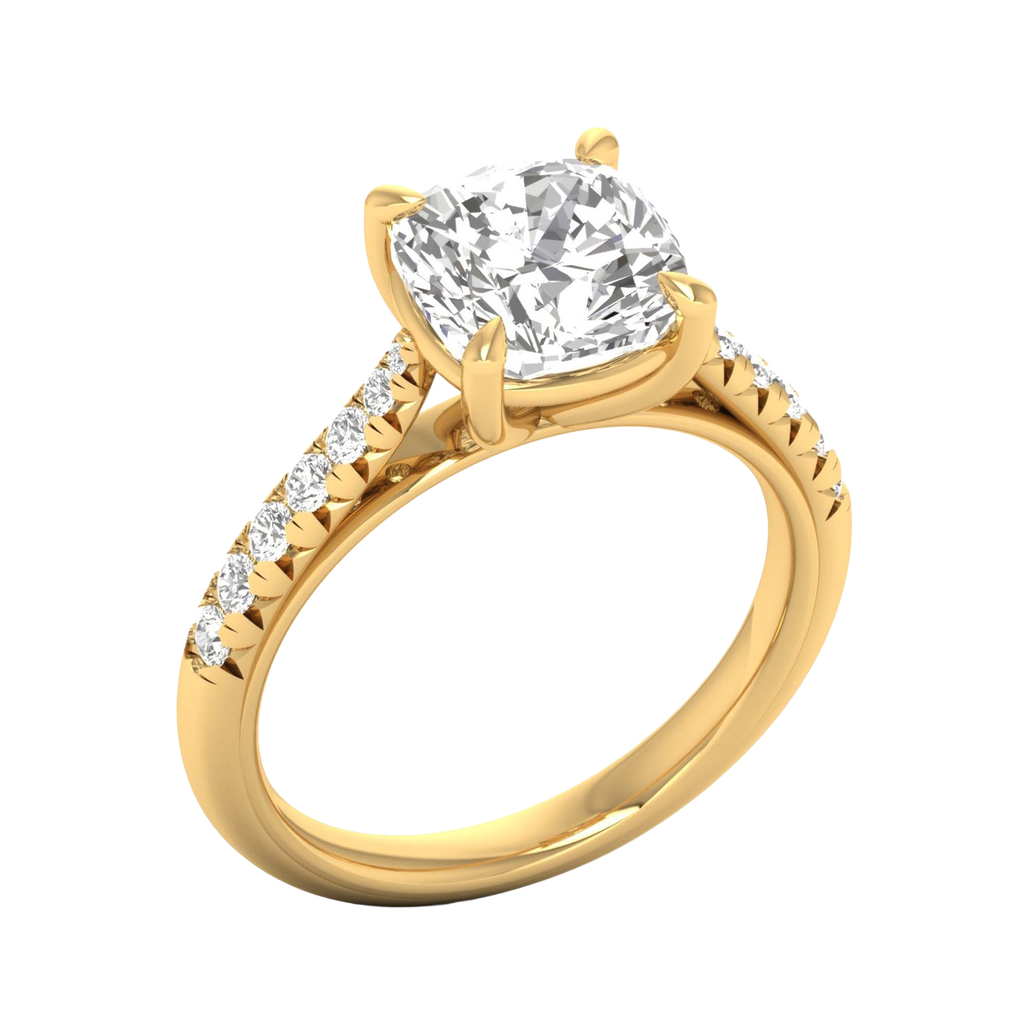 Louisa Diamond Solitaire Pavé Ring Cushion - 0.7ct to 3.1ct