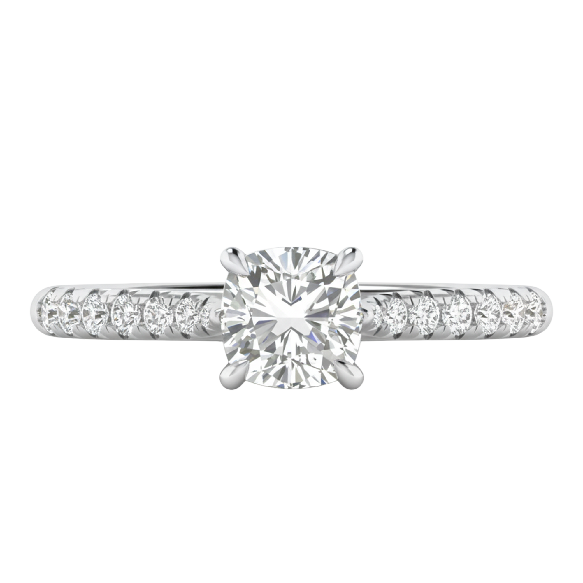 Louisa Diamond Solitaire Pavé Ring Cushion - 0.7ct to 3.1ct