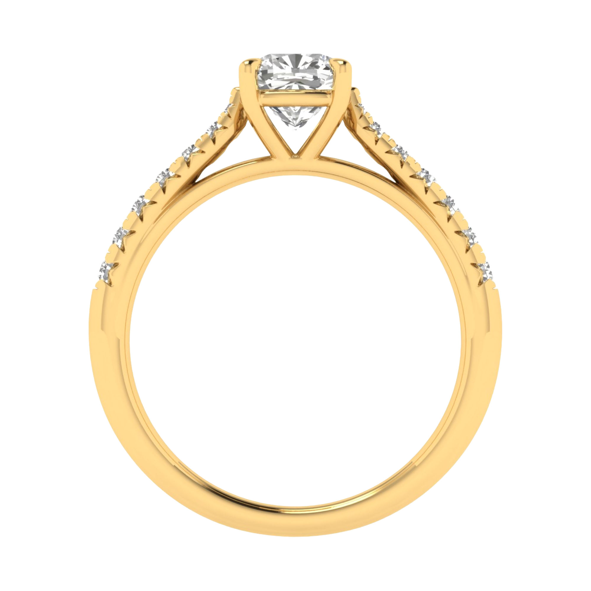 Louisa Diamond Solitaire Pavé Ring Cushion - 0.7ct to 3.1ct