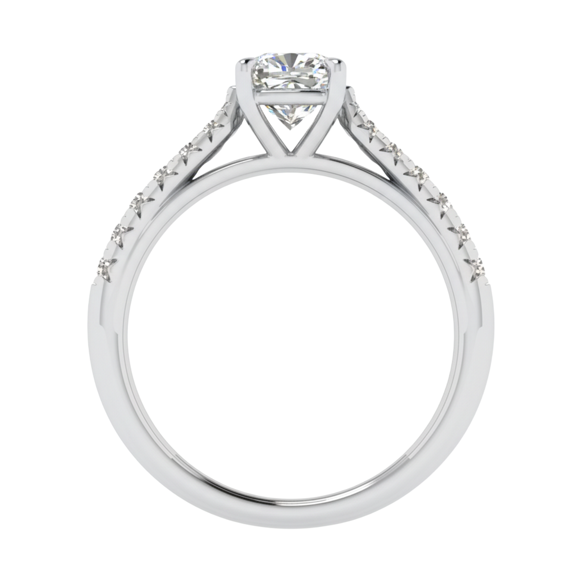 Louisa Diamond Solitaire Pavé Ring Cushion - 0.7ct to 3.1ct