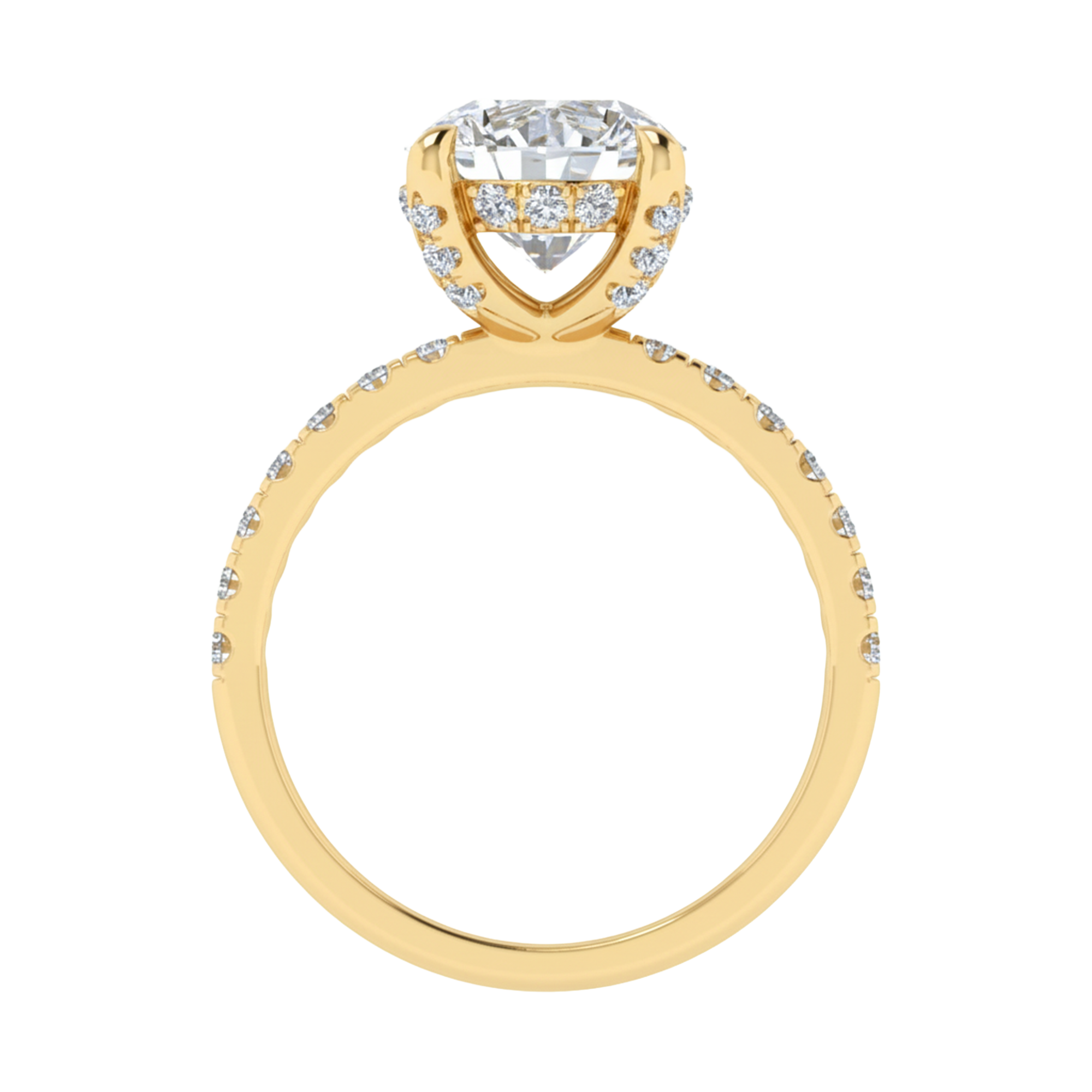 3,11 karaat ronde solitaire pave ring met hidden halo