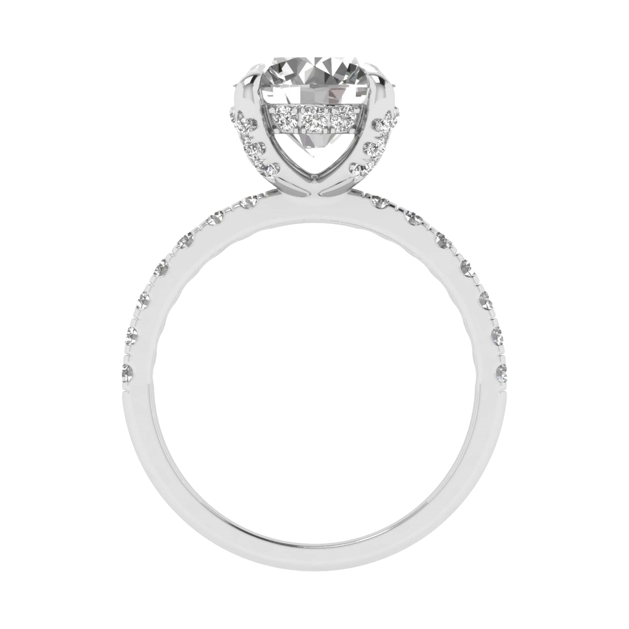 3,11 karaat ronde solitaire pave ring met hidden halo