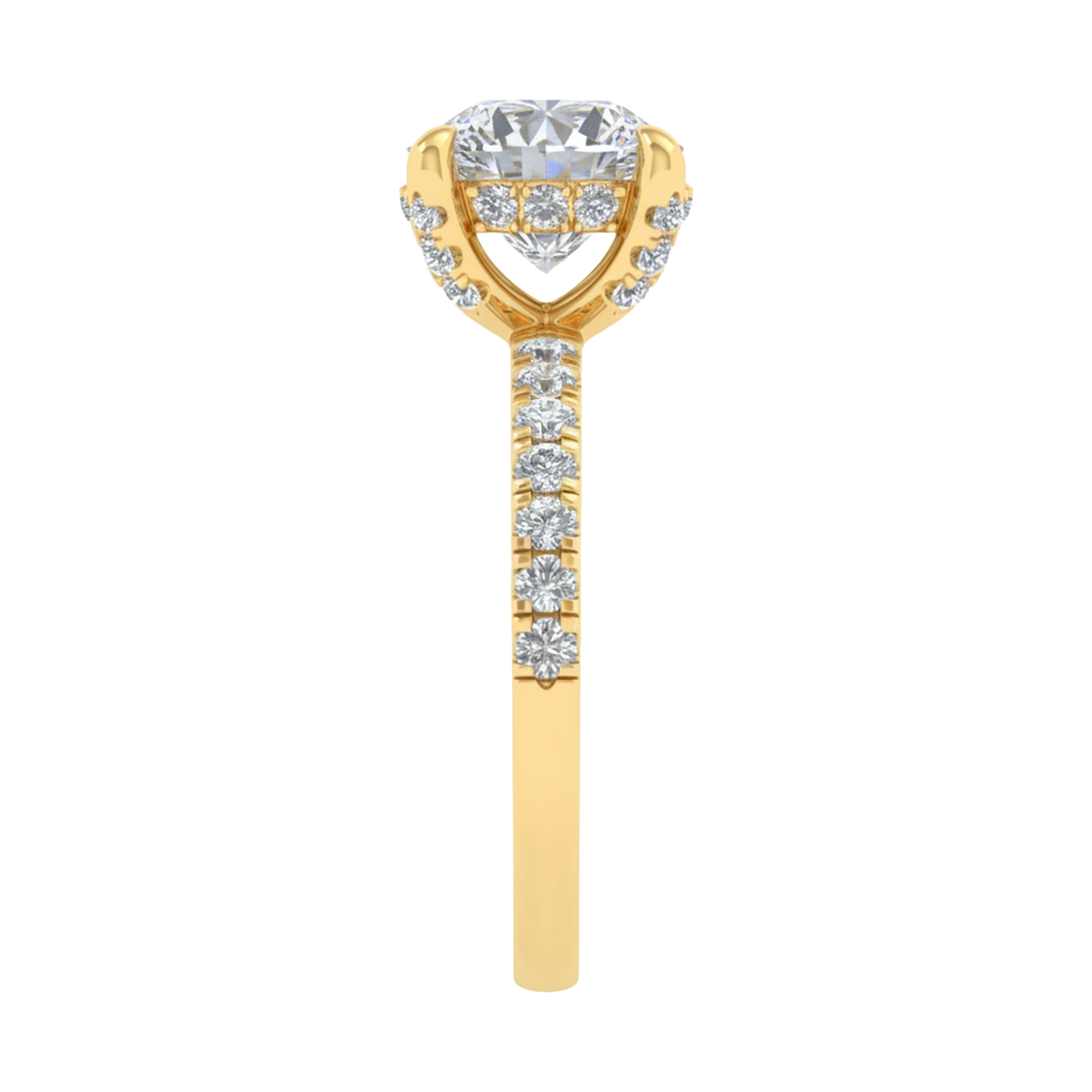 3,11 karaat ronde solitaire pave ring met hidden halo