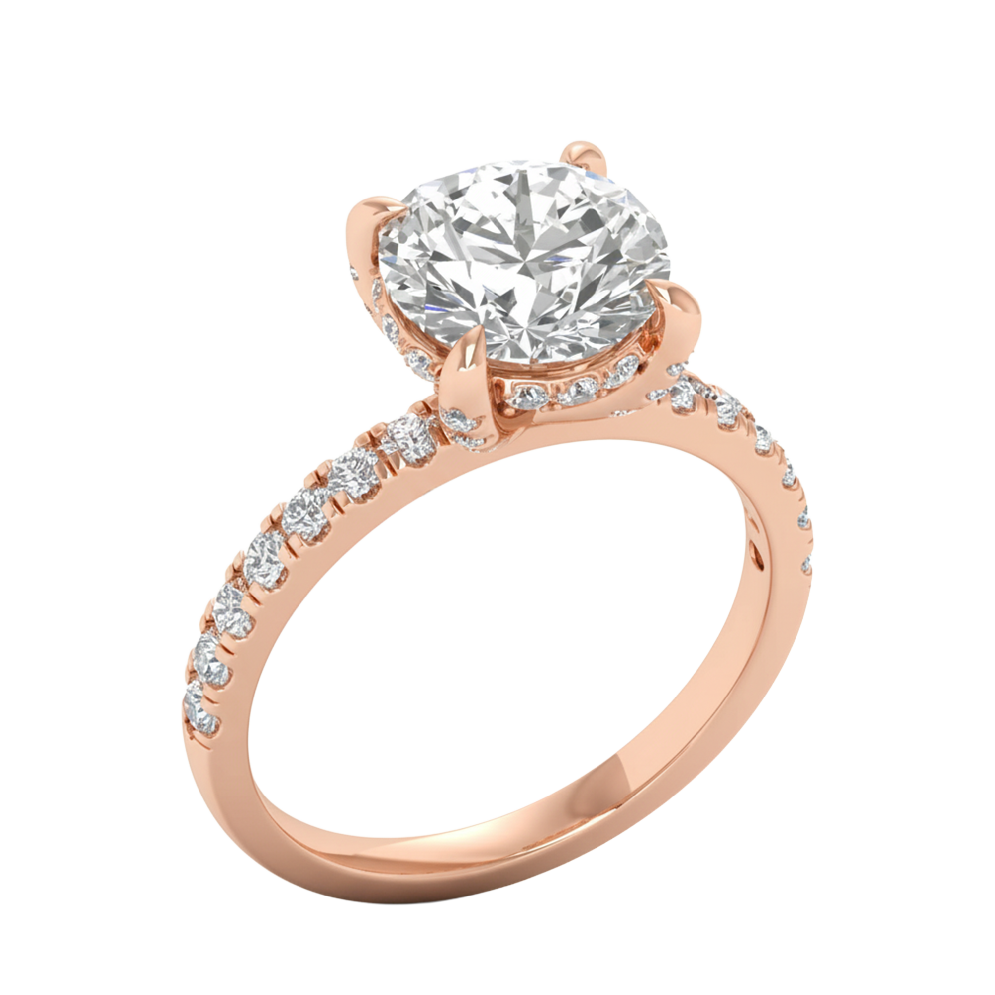 3,11 karaat ronde solitaire pave ring met hidden halo