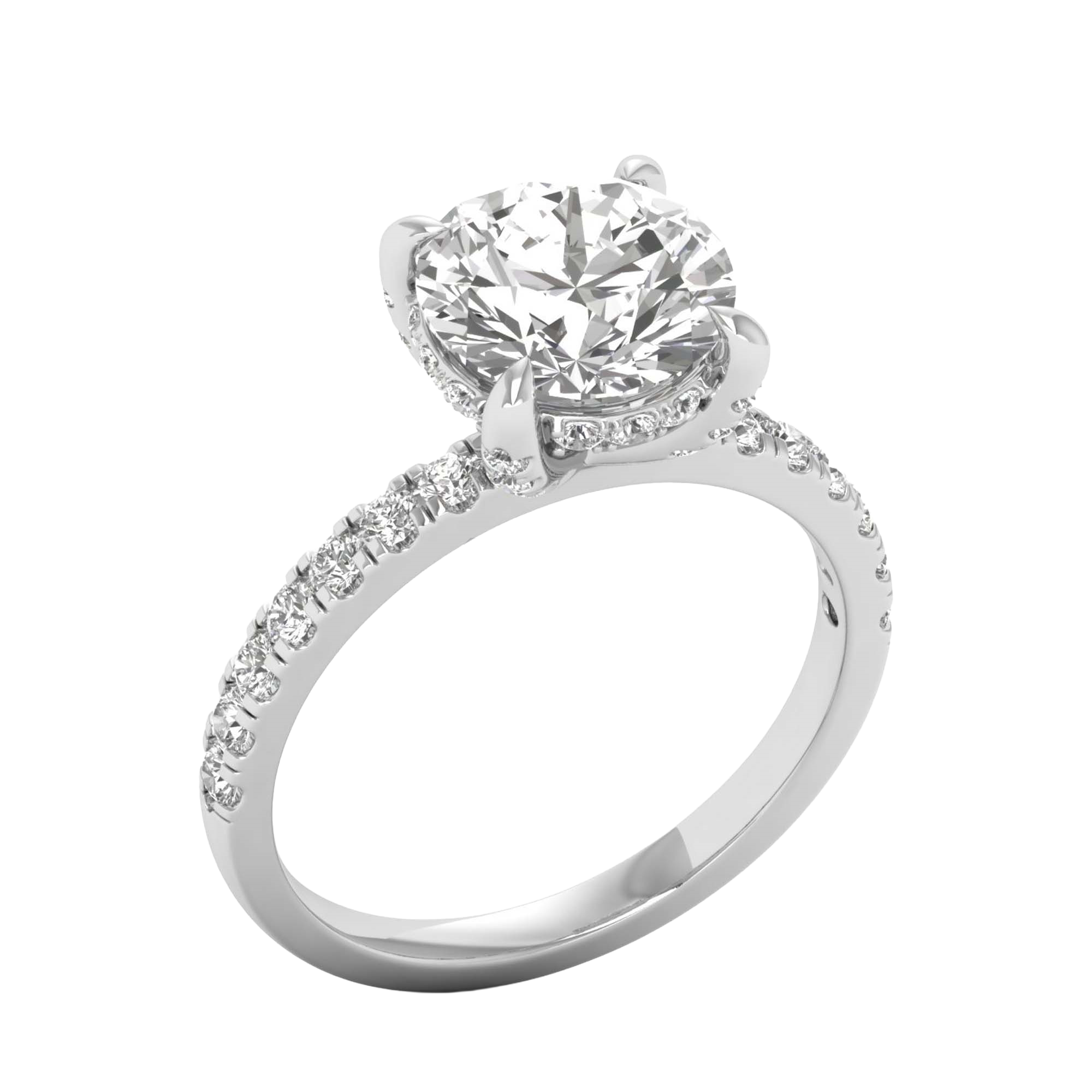 3,11 karaat ronde solitaire pave ring met hidden halo