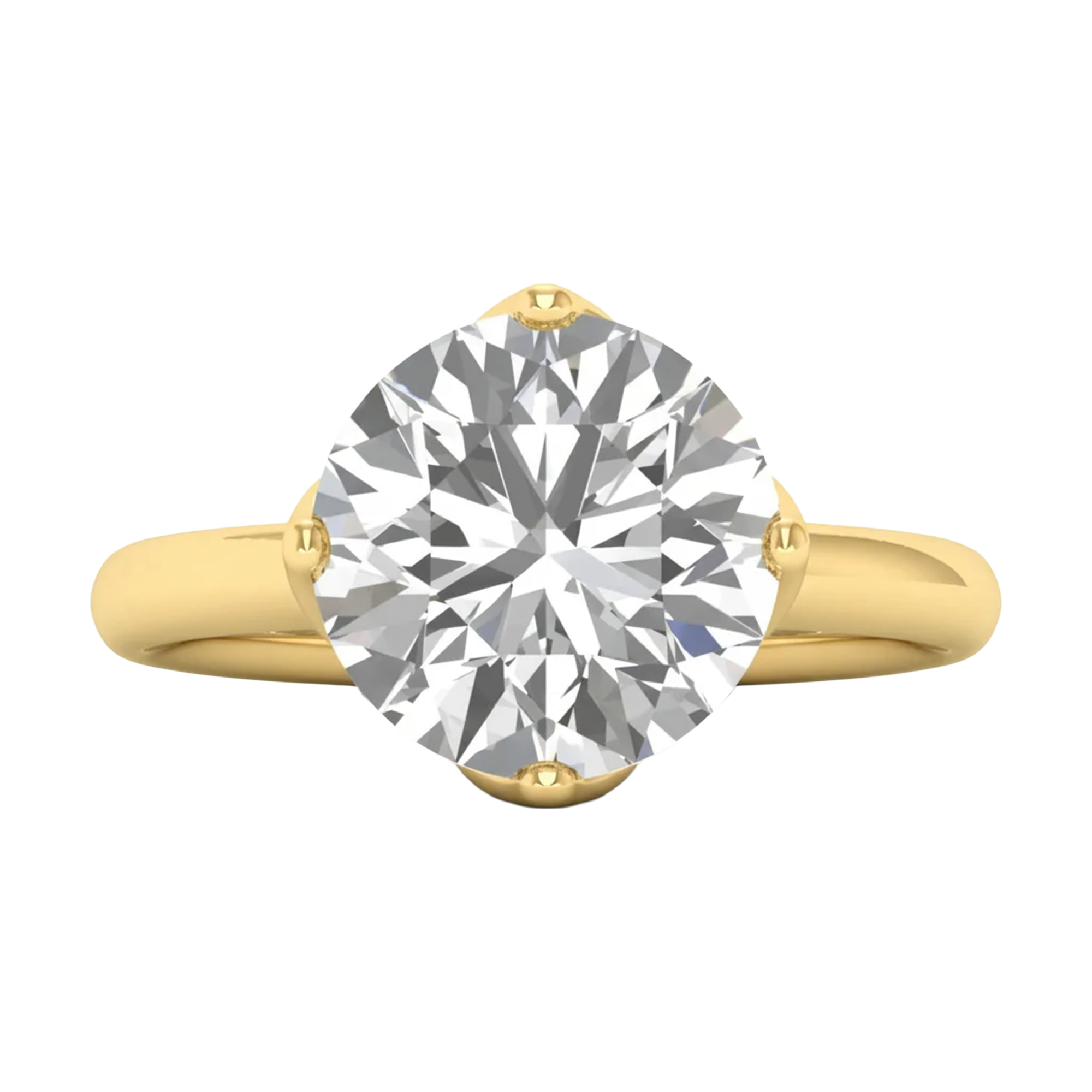 Solitaire Ring met Ruitvormige Pootjes en Grote Diamant 3,7 karaat