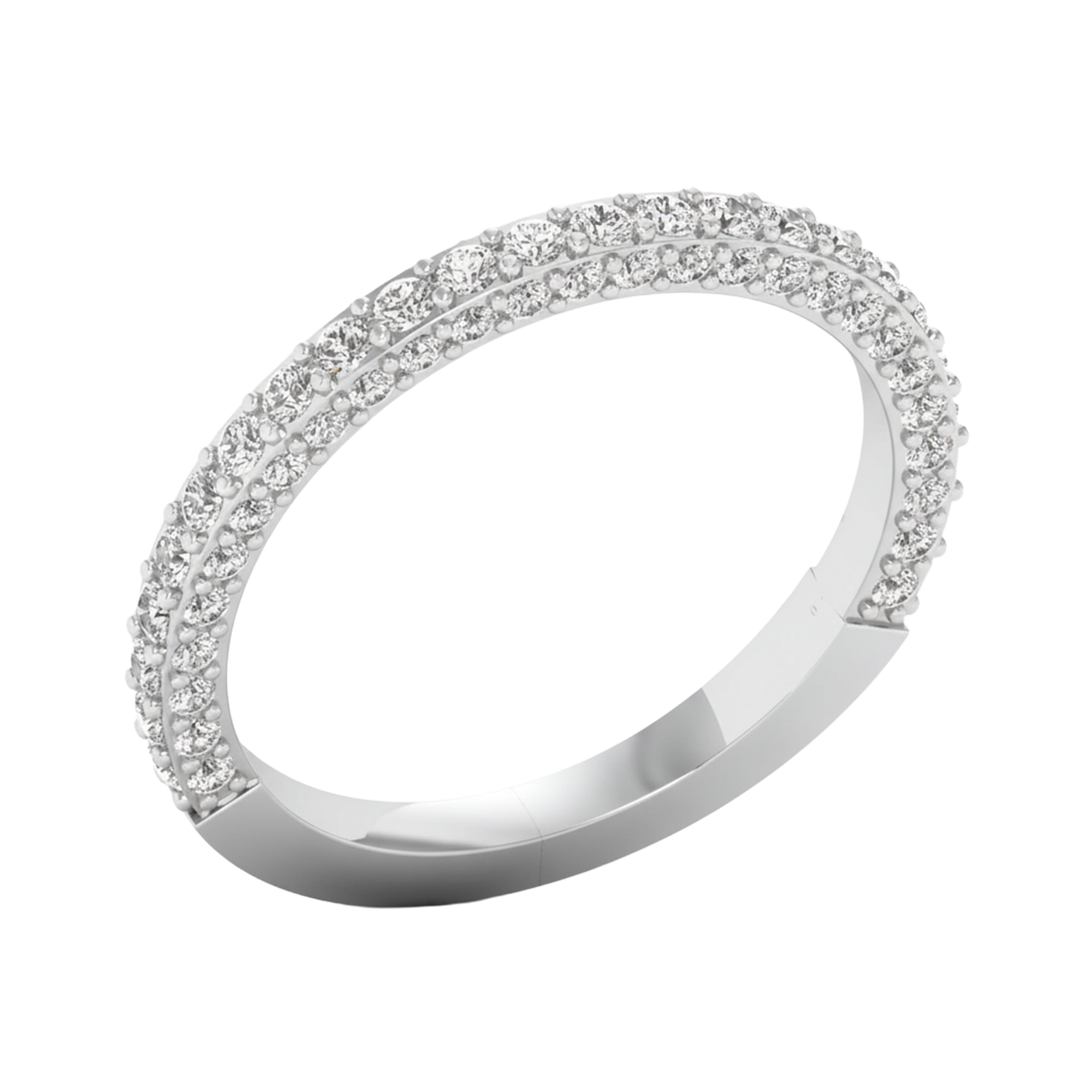 Pavé ring met driezijdige pavé‑band 0.8 karaat