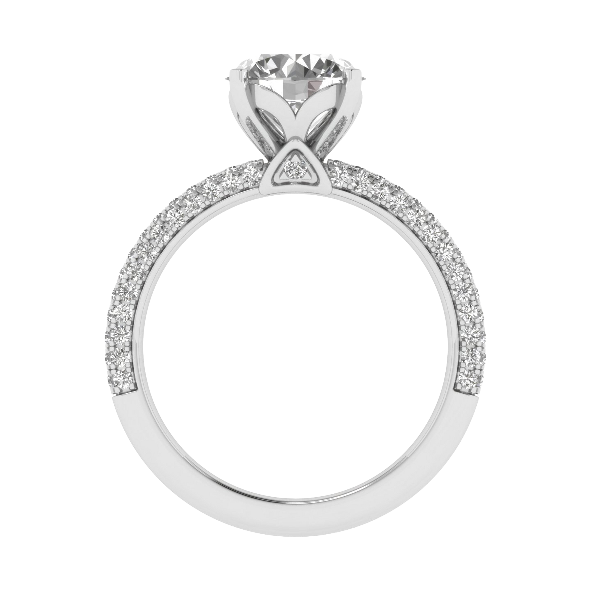2,5 karaat 4 prong solitaire pave ring met ronde diamanten