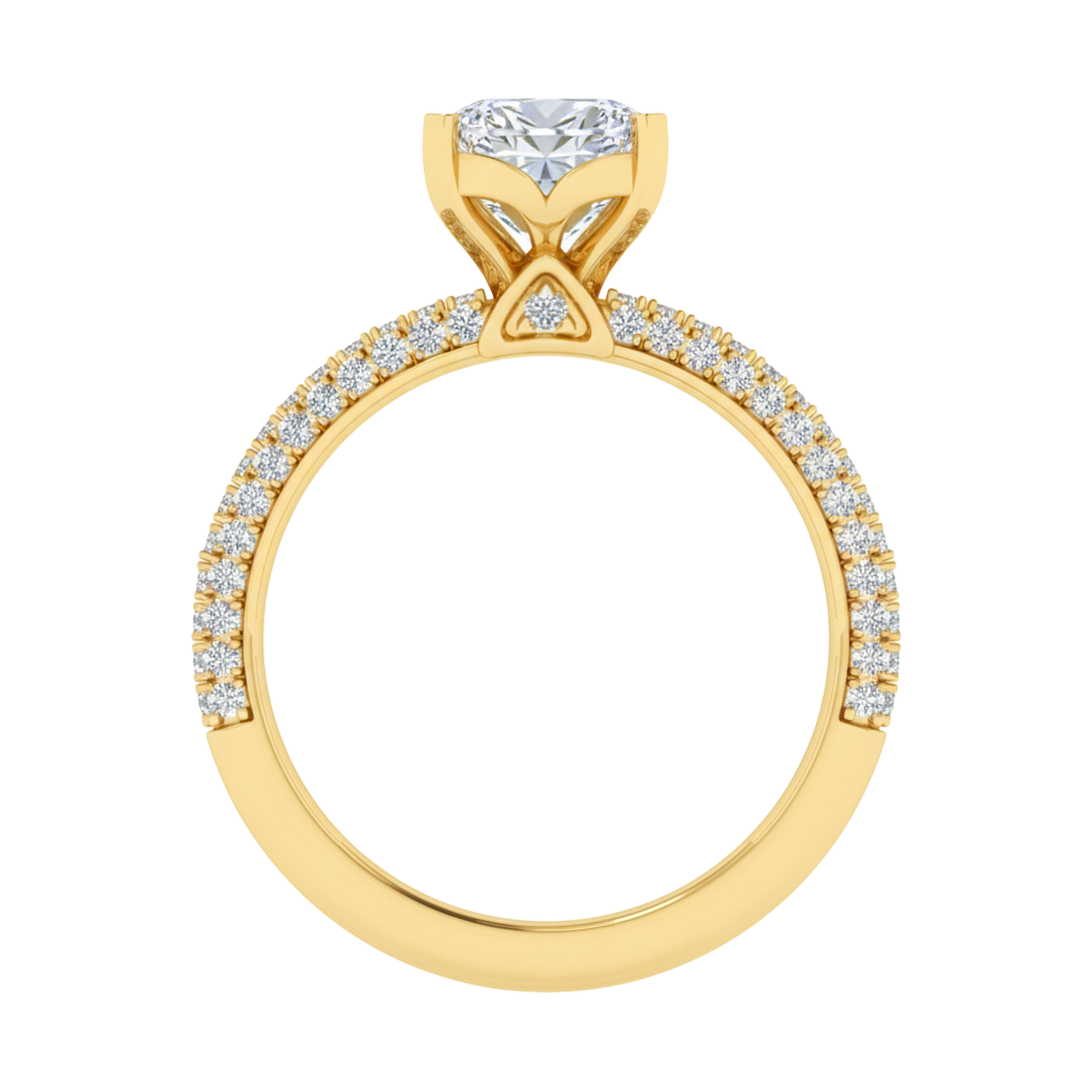 3,5 karaat 4 prong solitaire emerald pave ring met ronde diamanten in de band