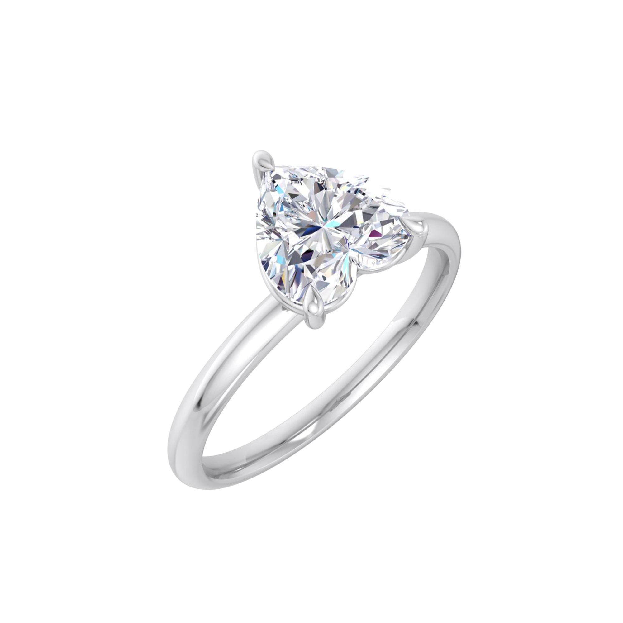 Solitaire hart vormige diamant met ronde band 2 karaat