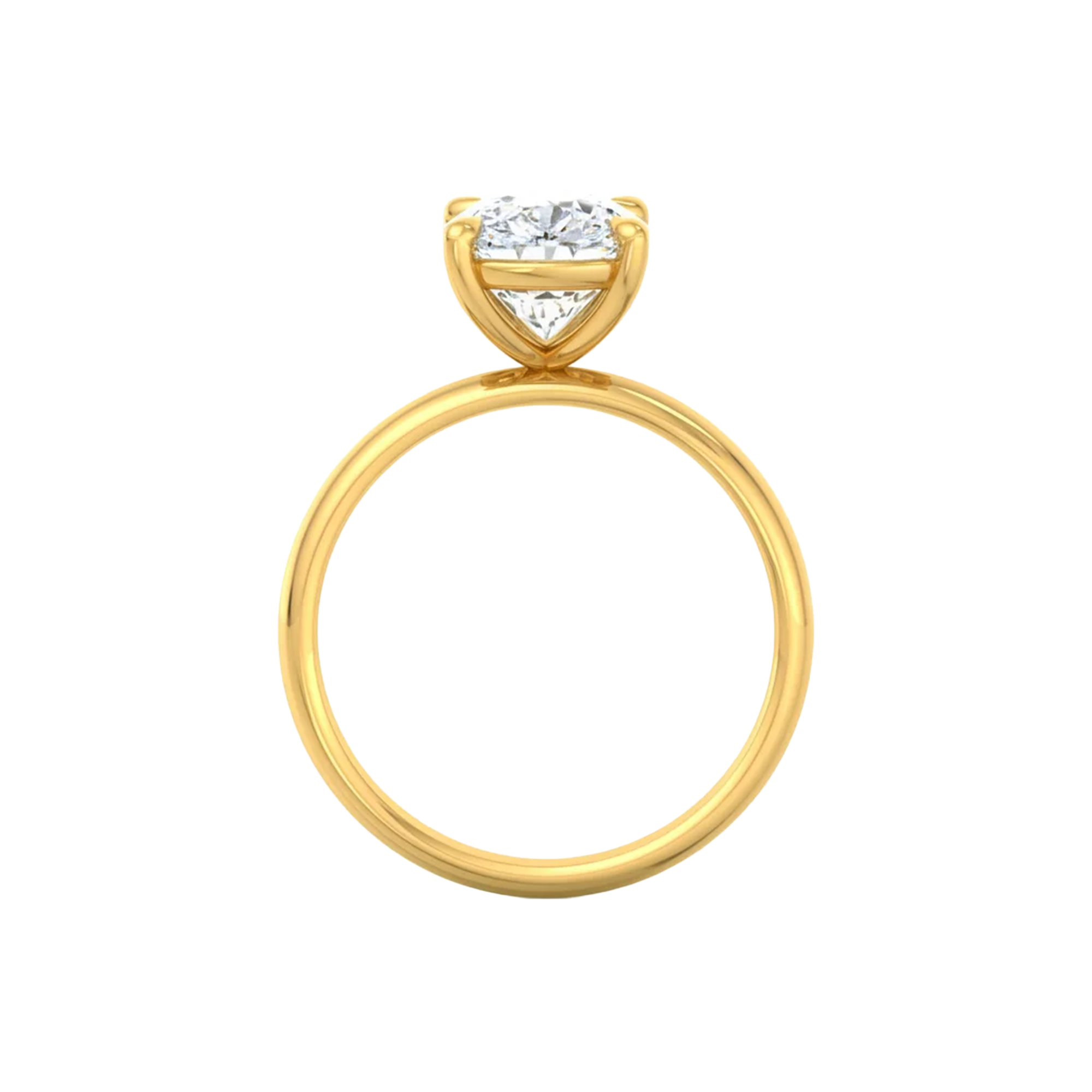 Solitaire ring met cushion cut diamant en ronde band 3 karaat