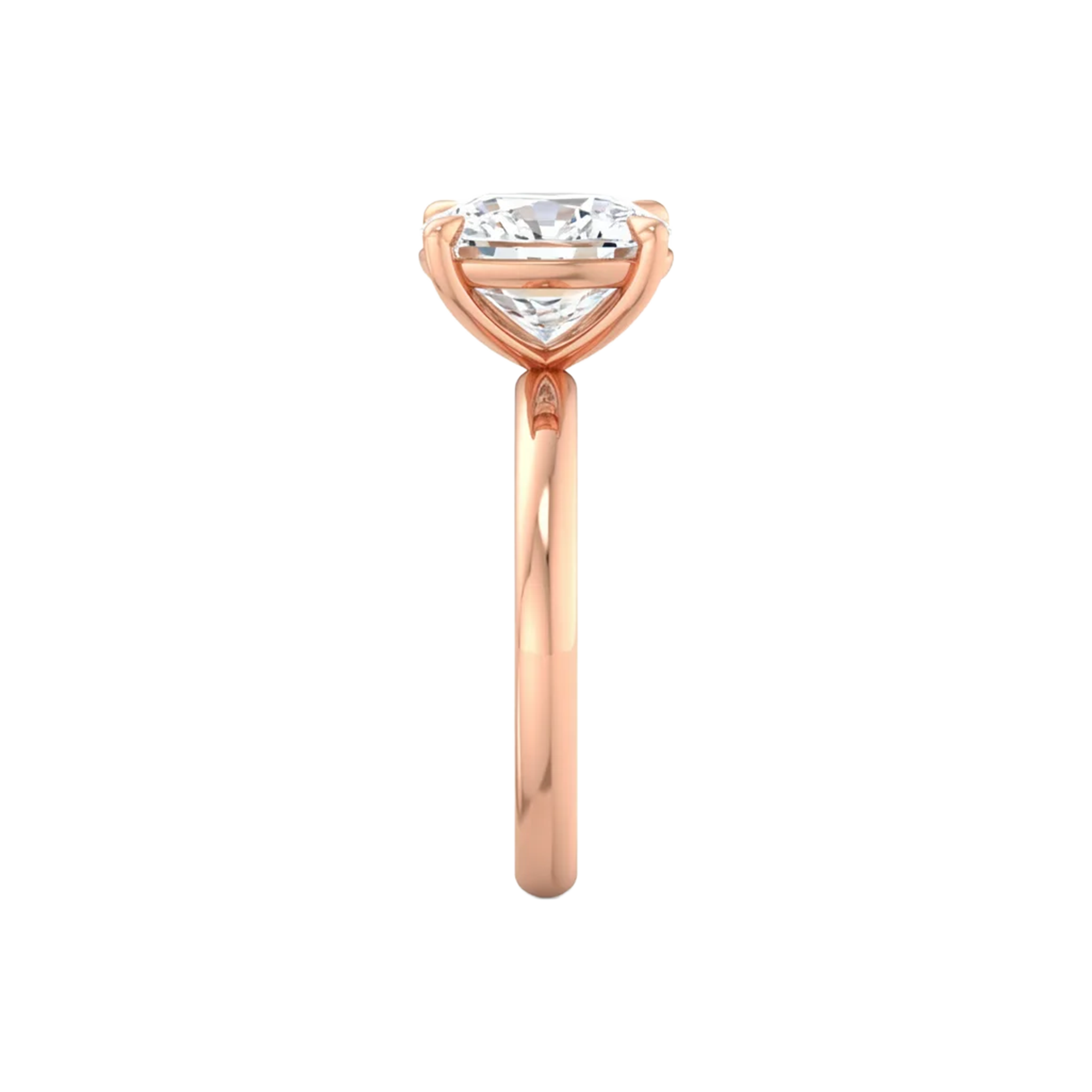 Solitaire ring met cushion cut diamant en ronde band 3 karaat