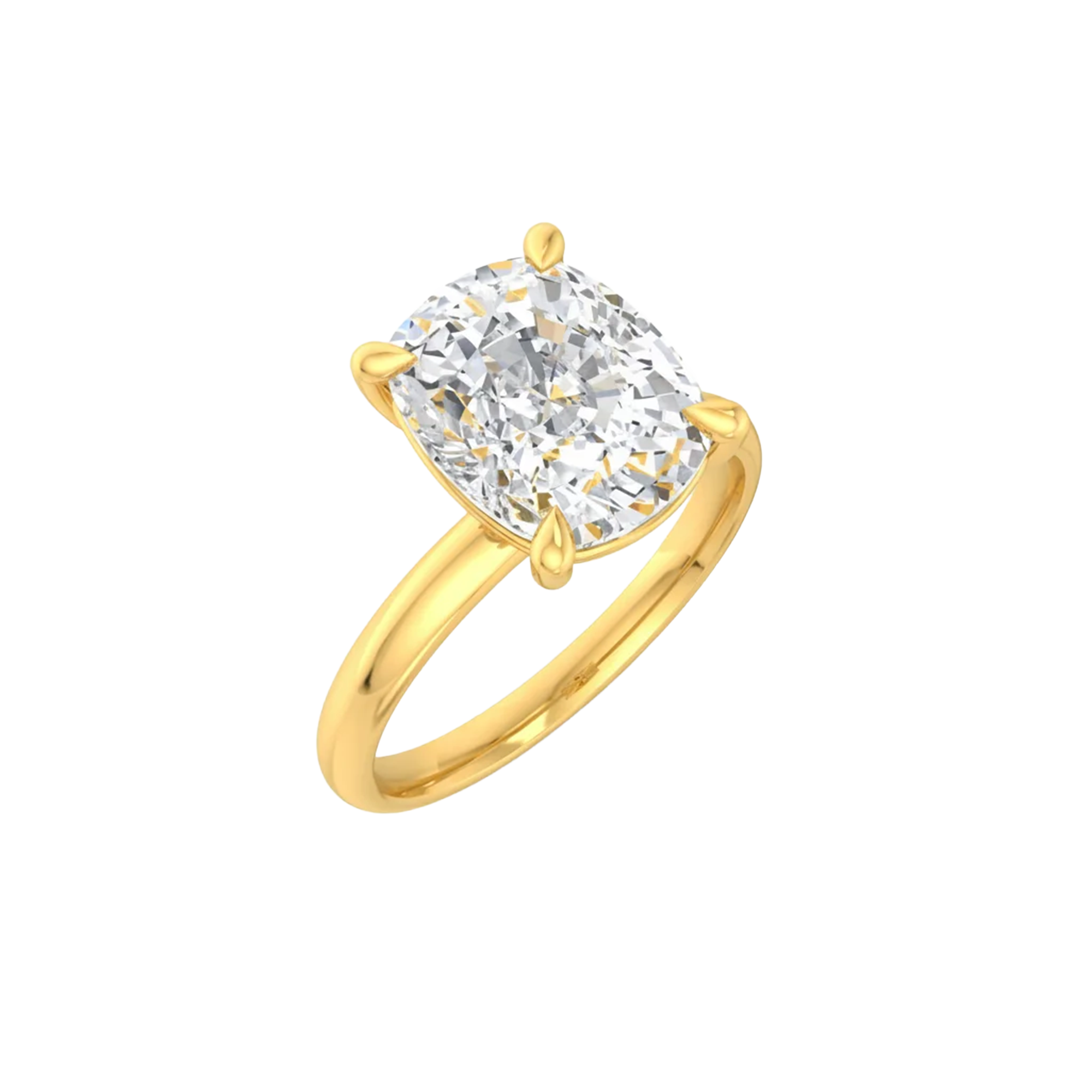 Solitaire ring met cushion cut diamant en ronde band 3 karaat