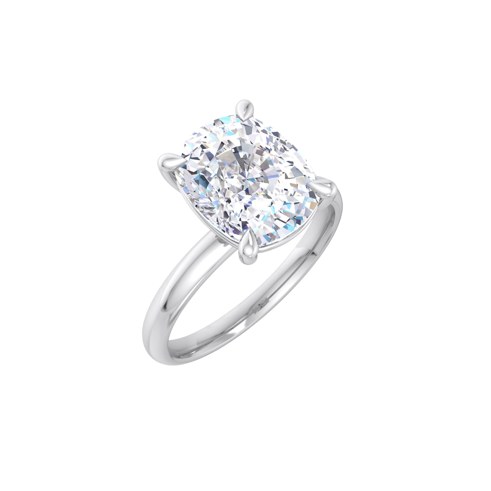 Solitaire ring met cushion cut diamant en ronde band 3 karaat