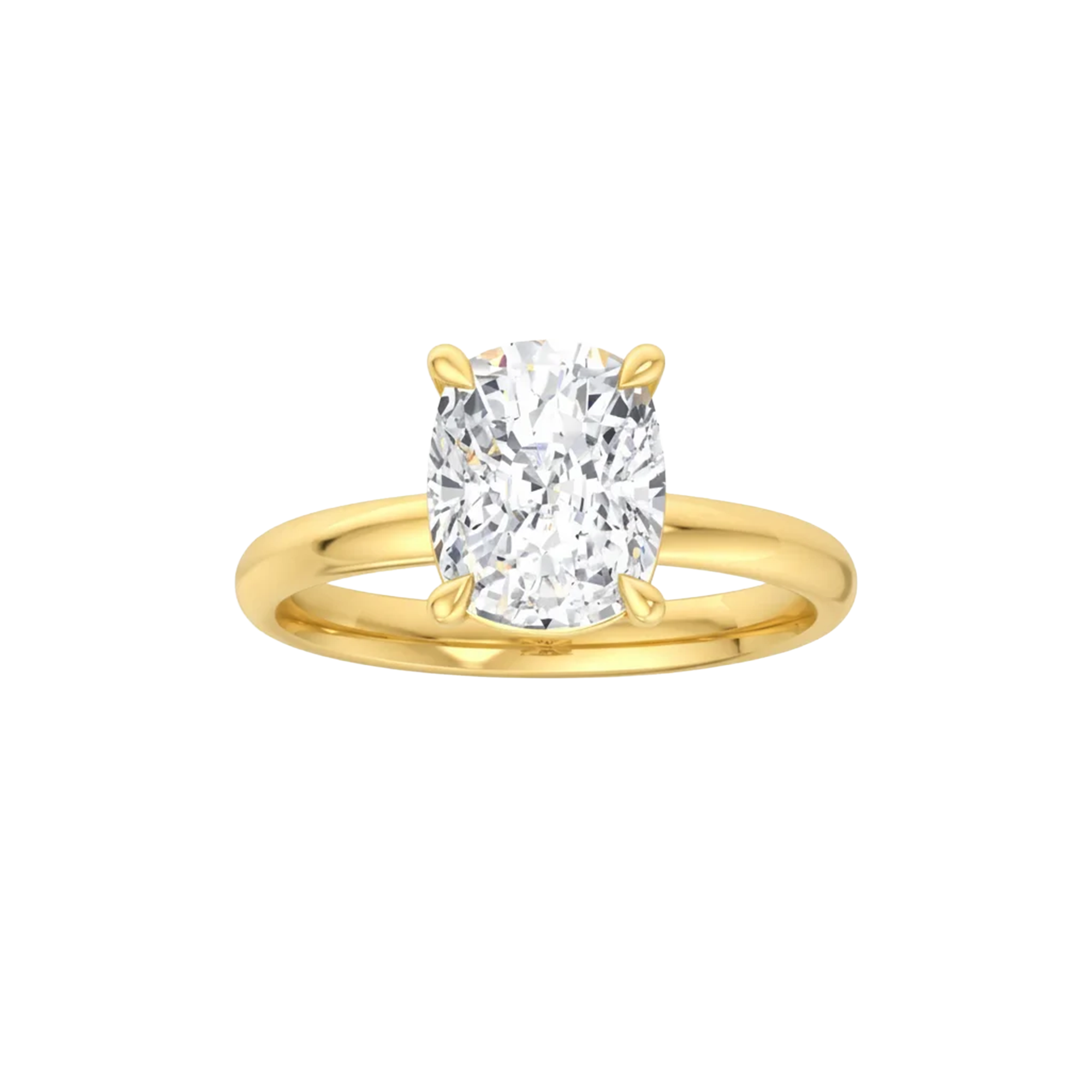 Solitaire ring met cushion cut diamant en ronde band 3 karaat