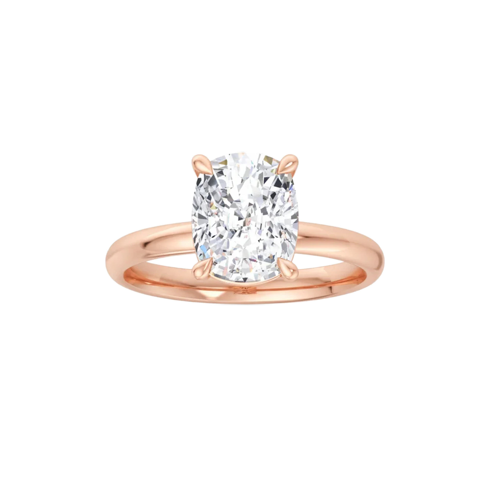 Solitaire ring met cushion cut diamant en ronde band 3 karaat