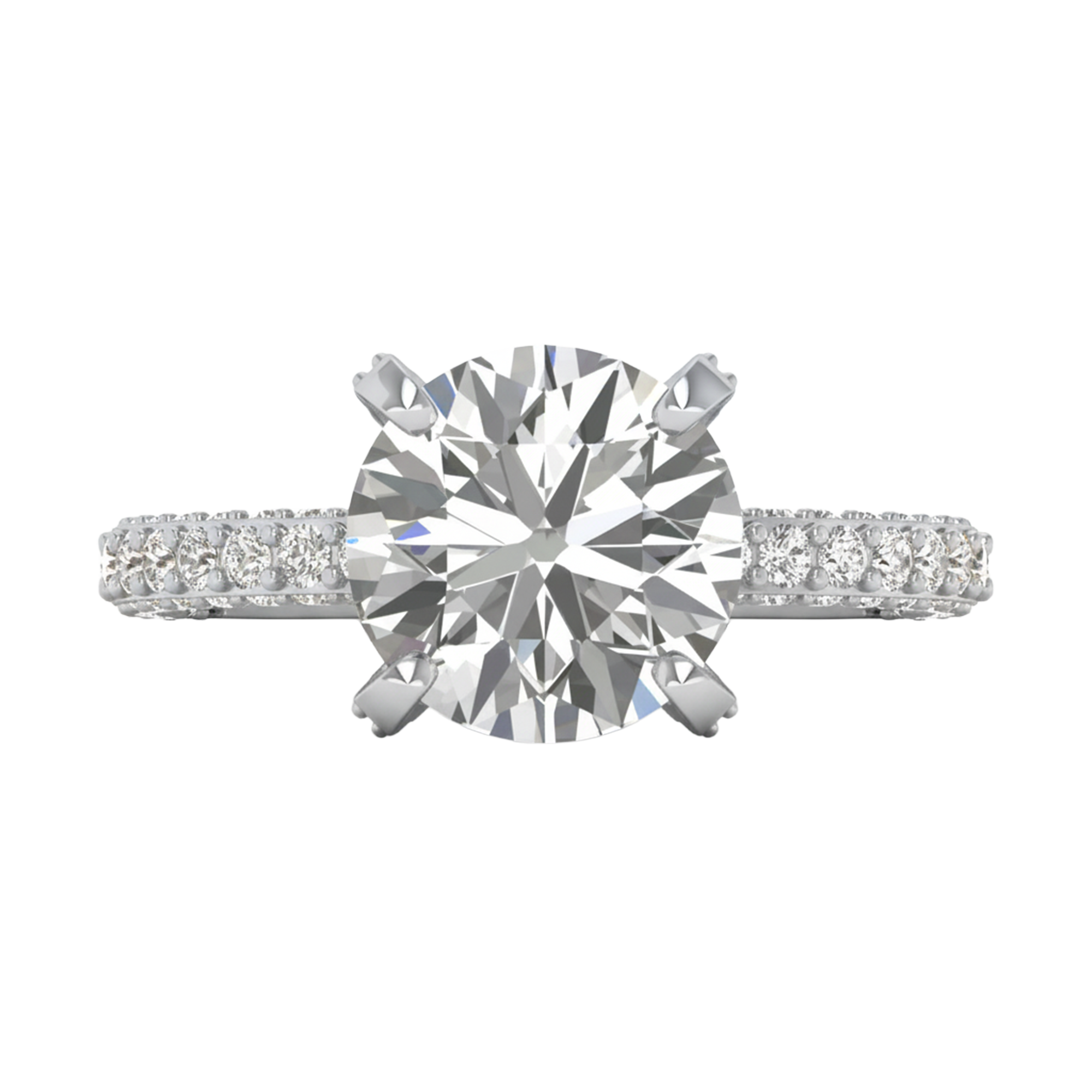 3,9 karaat solitaire pave ring met ronde diamanten op de hoge kroon